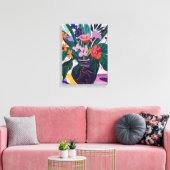 Jarrón con Flores: Arte Favista Estilo Matisse. Canvas Afdruk (Insitu (Woonkamer))