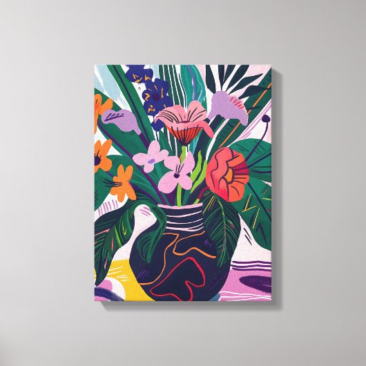 Jarrón con Flores: Arte Favista Estilo Matisse. Canvas Afdruk (Voorkant)