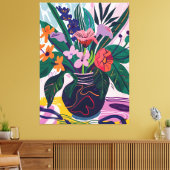 Jarrón con Flores: Arte Favista Estilo Matisse. Canvas Afdruk (Insitu (Woonkamer))