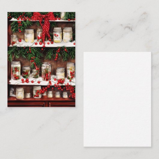 Jars and berries budget mini Kerstmis Notitiekaartje (Voorkant / Achterkant)
