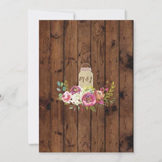 Jars Engagement Party Rustic Wood Bloemen Uitnodig Kaart (Achterkant)
