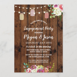 Jars Engagement Party Rustic Wood Bloemen Uitnodig Kaart
