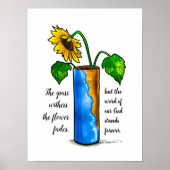 Jars of Clay - Sunflower in vase - waterverf art Poster (Voorkant)