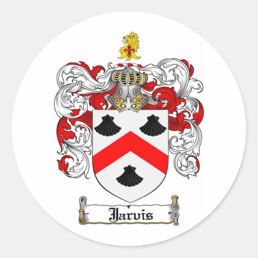 JARVIS FAMILY CREST - JARVIS COAT OF ARMS RONDE STICKER (Voorkant)