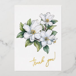 Jasmijn Bloem "Dank je!" bewerkbaar Folie Feestdagenkaart