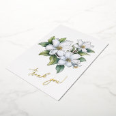 Jasmijn Bloem "Dank je!" bewerkbaar Folie Feestdagenkaart (Gedraaid)