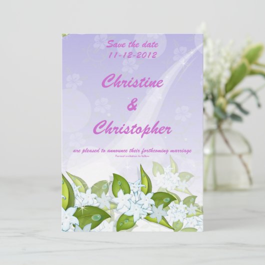 Jasmijn Bloemen Aanpasbare bewaar de datum Uitnodi Save The Date (Staand voorkant)