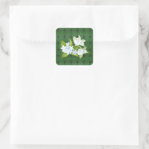 Jasmijn bloemen aanpasbare naam vierkante sticker