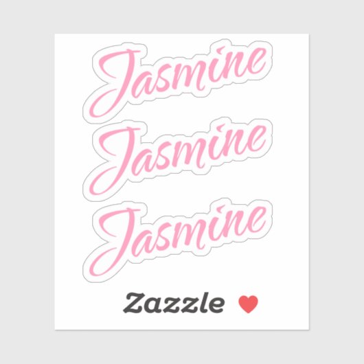 Jasmijn Decoratieve Naam in Roze x3 Sticker (Vel)