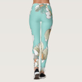 Jasmijn Flowers: Waterverf licht turquoise Leggings (Achterkant)