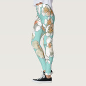 Jasmijn Flowers: Waterverf licht turquoise Leggings (Links)