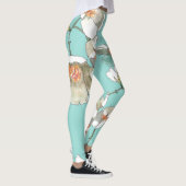 Jasmijn Flowers: Waterverf licht turquoise Leggings (Rechts)