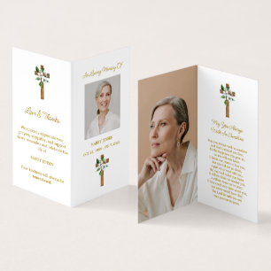 Jasmijn Kruis Gevouwen Foto Rouwkaart Visitekaartje