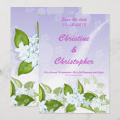 Jasmijnbloemen Aanpasbare bewaar de datum Uitnodig Save The Date (Voorkant / Achterkant)