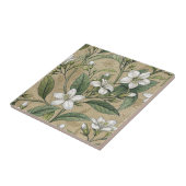 Jasmijnbloemen  botanicals beige naadloos tegeltje (Zijkant)