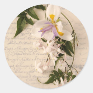 jasmijnbloemen en leugenaar met ronde schrijfstick sticker