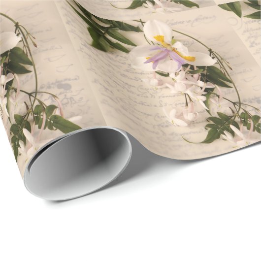 jasmijnbloemen en lib met scriptverpakkingpapier cadeaupapier (Rol Hoek)