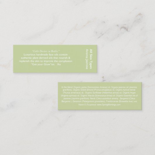 Jasmijnkaart Mini Visitekaartje (Voorkant / Achterkant)