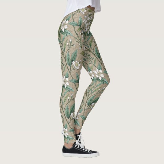 Jasmin bloemen  stijl leggings (Rechts)