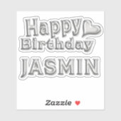 Jasmin Happy Birthday silver Aufkleber Sticker (Vel)