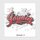 Jasmin red Heart Graffiti Aufkleber Sticker (Vel)