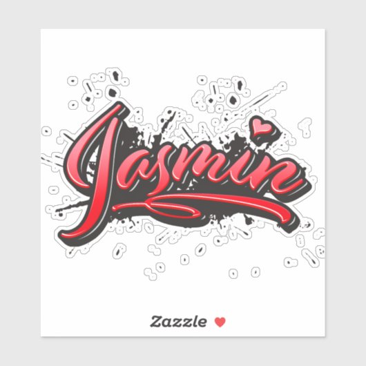 Jasmin red Heart Graffiti Aufkleber Sticker (Vel)
