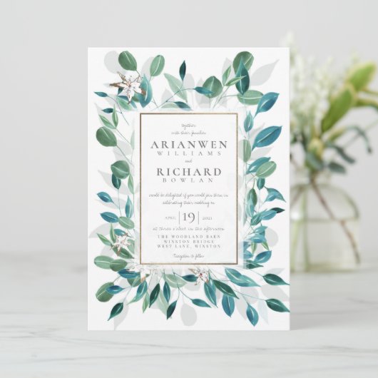 Jasmin rustic garden bruiloft-uitnodiging kaart (Staand voorkant)