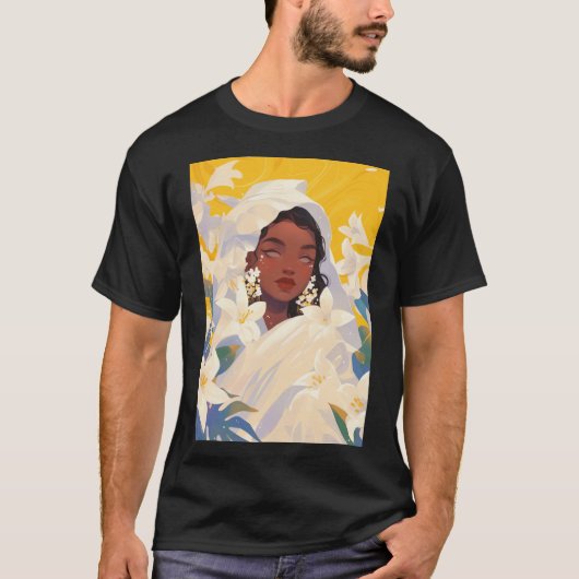 Jasmin Schattige Bloemen Zwart Meisje T-shirt (Voorkant)