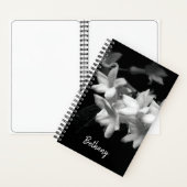 Jasmine Black en White Flowers Foto Notitieboek (Binnen)