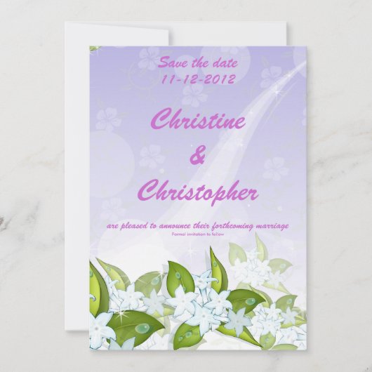 Jasmine Bloemen Aanpasbare bewaar de datum Uitnodi Save The Date (Voorkant)