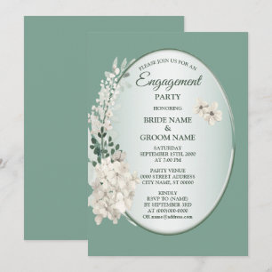 Jasmine Bloemige Groene Geometrische Verlovingsfee Kaart