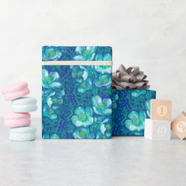 Jasmine Bloom  bloemen Floral Pattern Blue Cadeaupapier