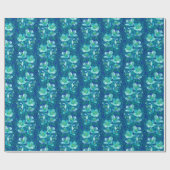 Jasmine Bloom  bloemen Floral Pattern Blue Cadeaupapier (Vlak)