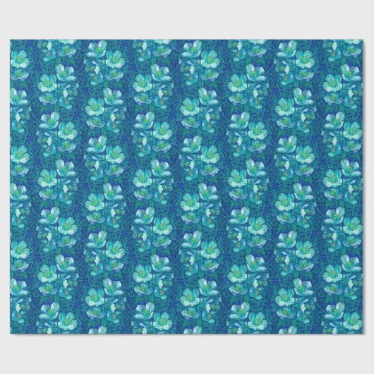 Jasmine Bloom bloemen Floral Pattern Blue Cadeaupapier (Vlak)