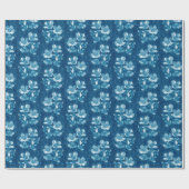 Jasmine Bloom  bloemen Floral Pattern Blue Cadeaupapier (Vlak)