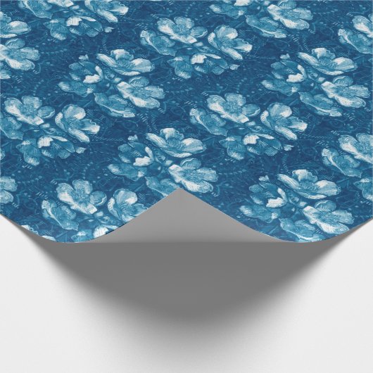 Jasmine Bloom  bloemen Floral Pattern Blue Cadeaupapier (Hoek)
