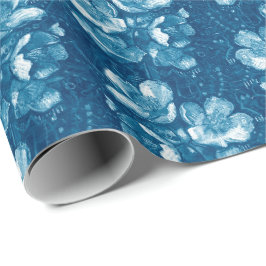 Jasmine Bloom  bloemen Floral Pattern Blue Cadeaupapier