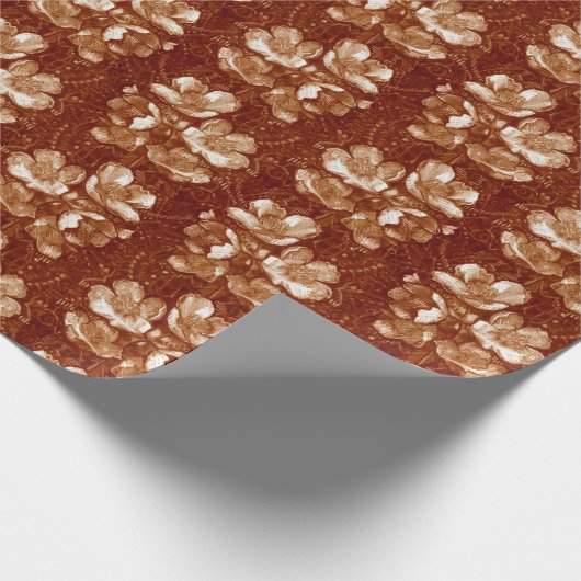 Jasmine Bloom  bloemen Floral Pattern Brown Cadeaupapier (Hoek)