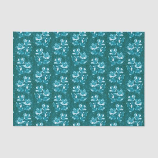 Jasmine Bloom bloemenpatroon Blauwgroen Tissuepapier (Voorkant)