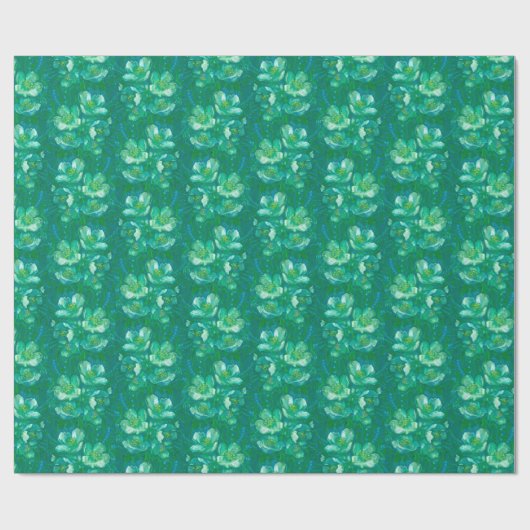 Jasmine Bloom  Flowers Floral Pattern Green Cadeaupapier (Vlak)
