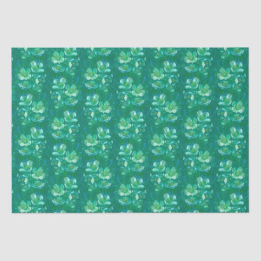 Jasmine Bloom Flowers Floral Pattern Green Tissuepapier (Voorkant)