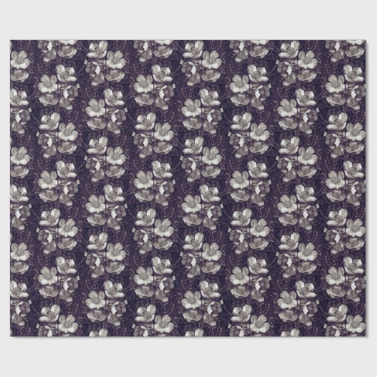 Jasmine Bloom  Flowers Floral Pattern Grey Cadeaupapier (Vlak)