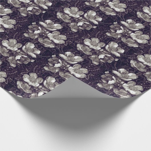 Jasmine Bloom  Flowers Floral Pattern Grey Cadeaupapier (Hoek)
