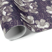 Jasmine Bloom  Flowers Floral Pattern Grey Cadeaupapier (Rol Hoek)