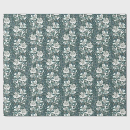Jasmine Bloom Flowers Floral Pattern Grey Cadeaupapier (Vlak)