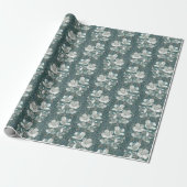 Jasmine Bloom Flowers Floral Pattern Grey Cadeaupapier (Uitgerold)