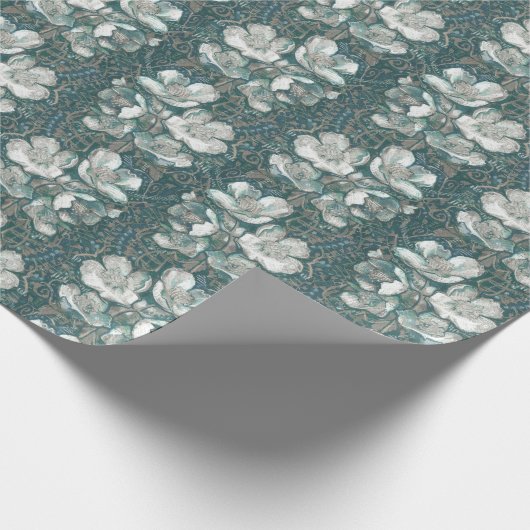 Jasmine Bloom Flowers Floral Pattern Grey Cadeaupapier (Hoek)