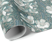 Jasmine Bloom  Flowers Floral Pattern Grey Cadeaupapier (Rol Hoek)