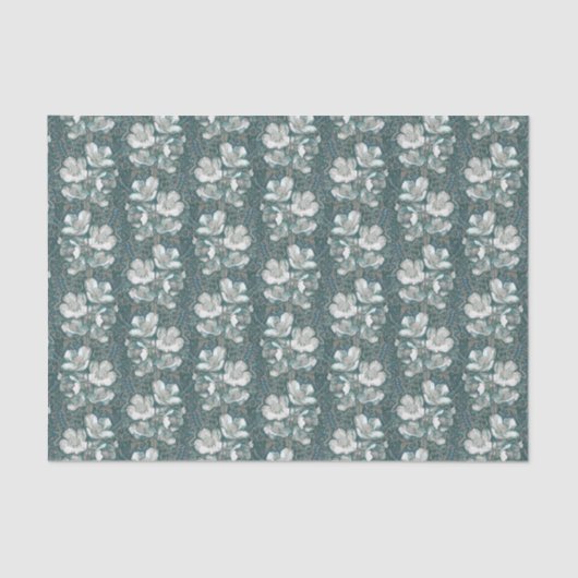 Jasmine Bloom Flowers Floral Pattern Grey Tissuepapier (Voorkant)