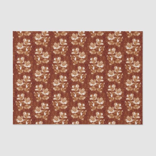 Jasmine Bloom  Flowers Floral Pattern Sepia Tissuepapier (Voorkant)
